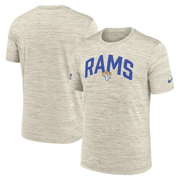 Men's Los Angeles Rams Cream Sideline Velocity Stack Performance T-Shirt